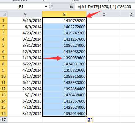 excel convert epoch time to date